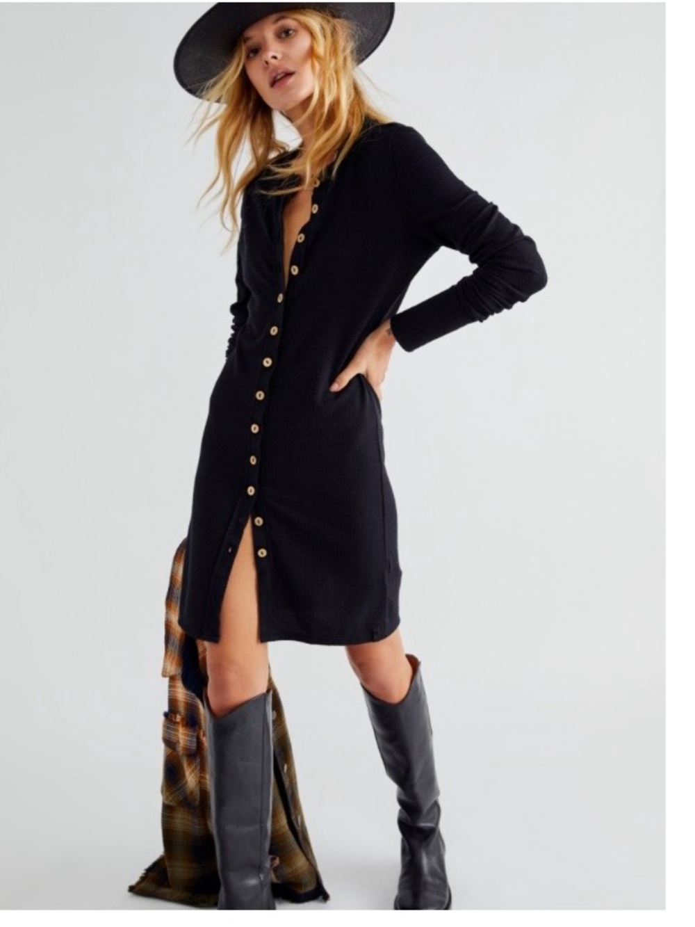 Free People We The Free Gia Cardi Ribbed Button Front Midi Dress Size XL